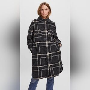 Black and Grey Plaid Coat